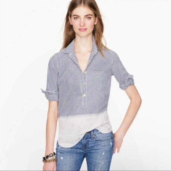 J Crew Mixed Gingham Pullover - Picture 1 of 9